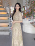 布符（Cloth Fu）布符2025年夏季新款牡丹印花垂感連衣裙國風(fēng)顯瘦氣質(zhì)時(shí)尚長(zhǎng)款女裝 杏色 M 曬單實(shí)拍圖