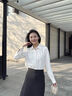 伯德小姐白色面試襯衫女職業(yè)公務(wù)穿搭上衣職場(chǎng)通勤長(cháng)袖襯衣 CS564 白色 M -適合100-110斤可穿 曬單實(shí)拍圖