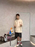頂峰保羅（Dingfengbaoluo）時尚T恤男裝夏季寬松休閑潮流印花百搭上衣短袖HN28米色XL 曬單實拍圖