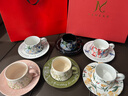 小清新鳶尾花咖啡杯碟精致禮盒套裝結婚送新人伴手禮喬遷生日禮物 鳶尾花6杯6碟A套裝（紅色禮盒） 曬單實(shí)拍圖