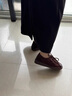 啄木鳥(niǎo)皮鞋女秋季新款牛筋軟底復古厚底牛皮女鞋真皮寬腳單鞋坡跟媽媽鞋 深棕色 37 曬單實(shí)拍圖