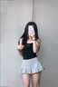 婍妡小個(gè)子防走光美式低腰半身裙夏季新款運動(dòng)風(fēng)百搭修身顯瘦百褶短裙 黑色 XS 曬單實(shí)拍圖
