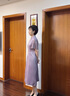 紫魅俏夏季短袖新款媽媽裝連衣裙溫女婉典雅大氣禮服新中式國風改良旗袍 紫色 M (建議100斤以下) 曬單實拍圖