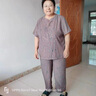 京功80歲老太太夏天衣服冰絲奶奶夏裝套裝60歲70老人薄款大碼老人t恤 藍色[套裝] XL 建議85-105斤 曬單實(shí)拍圖