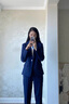 源菲埡高端西裝套裝外套女春秋職場(chǎng)面試西服套裝氣質(zhì)酒店前臺工作服 寶藍色西裝 L 曬單實(shí)拍圖