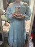 妙奕嘉法式連衣裙女夏季女裝2025新款長袖顯瘦長裙裙子高級感海邊沙灘裙 法式露肩連衣裙【天藍色】 M 曬單實拍圖