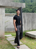 DAVID&ME黑色夏季圓領(lǐng)短袖T恤男士韓系簡(jiǎn)約潮流百搭休閑薄款透氣體恤上衣 黑色 M 曬單實(shí)拍圖