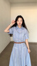 lagogo清新格紋襯衫連衣裙女士拉谷谷2025年夏季新款顯瘦通勤裙子 藍(lán)白 M 曬單實(shí)拍圖