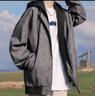 POUM假兩件連帽外套男士春秋款潮流痞帥休閑夾克BL0660黑色2XL 曬單實拍圖