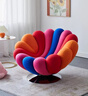 花語(yǔ)天境設計師客廳酒店會(huì )所網(wǎng)紅輕奢彩虹花瓣?？涡蓍e椅沙發(fā)椅旋轉座椅 黃橙綠【可旋轉+一體定型棉】 曬單實(shí)拍圖