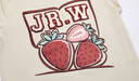 卓雅周末（JORYA weekend）24夏季新復(fù)古草莓圖案重工刺繡童趣短袖圓領(lǐng)T恤EJWEBN15 淺卡其 M 曬單實(shí)拍圖