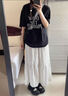 逸兼溫柔風(fēng)半身裙女春夏高腰垂感蛋糕裙氣質(zhì)長裙子蕾絲百搭白色長裙 【白色-M】 建議86-100斤裙長約72 曬單實(shí)拍圖