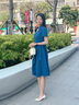 薇洛萱輕熟風(fēng)輕奢時(shí)尚連衣裙女裝2025夏天季新款氣質(zhì)遮肚子純色裙子0232 孔雀藍(lán) M 建議90-102斤 曬單實(shí)拍圖