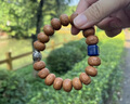 皇玉臣品牌老樹鳳眼菩提手串男黃皮原籽藏式手持佛珠手鏈青金石文玩把件 鳳眼菩提銀龍眼青金石手串 曬單實(shí)拍圖