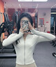 OIMG瑜伽服套裝女運動(dòng)跑步速干衣緊身收腰長(cháng)袖拉鏈開(kāi)衫普拉提訓練外套 瑜伽服M碼（灰象牙白+深空） 曬單實(shí)拍圖
