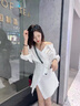 FSHE高級設計感白色不規則一字肩襯衫連衣裙女夏季純欲性感御姐短裙子 白色襯衫連衣裙 S 曬單實(shí)拍圖