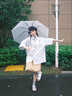 芭芙達妮日系藍色寬松短袖襯衫女外套夏季2025新款小個子設(shè)計感百搭上衣 【藍色】 45 55kg/M 曬單實拍圖