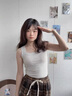 莫代爾女士螺紋棉吊帶背心春夏季圓領(lǐng)內(nèi)搭無(wú)袖外穿韓版上衣辣妹性感潮 淺灰色 XL 100-115斤 曬單實(shí)拍圖
