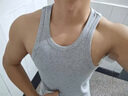 莫代爾男士純棉背心純棉夏季打底修身健身運動(dòng)無(wú)袖粗螺紋二股筋 【1白1灰】純棉粗螺紋 XL 175【適合115-135斤】 曬單實(shí)拍圖