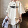 NEW OR MODE重磅麂皮絨短袖t恤男夏季美式潮流牌寬松大碼體恤港風(fēng)休閑ins衣服 白色 XL 曬單實拍圖