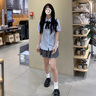 鹿依檸jk制服連衣裙女夏季2025新款女裝韓系減齡甜美?；▽W(xué)院風(fēng)套裝裙子 藍色上衣+灰色百褶裙 M 曬單實(shí)拍圖