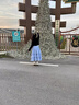 愛邁尼女童半身裙春秋新款兒童荷葉邊格紋裙子中長(zhǎng)款女孩洋氣春裝蛋糕裙 6029藍(lán)色半身裙 140 cm 曬單實(shí)拍圖