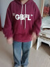 COMIC SOUL女童連帽衛衣套裝2025春秋裝新款中大童時(shí)尚加絨牛仔闊腿褲兩件套 酒紅色衛衣 140 曬單實(shí)拍圖