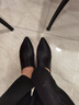 百麗踏系列品牌斷碼真皮細跟深口高跟鞋女新款皮鞋工作軟底中跟尖頭單鞋 系列品牌斷碼黑色--五公分 37 曬單實(shí)拍圖