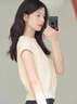 春麗珠（Chunlizhu）休閑褲女2025夏季新款簡約正肩針織短袖上衣高腰闊腿褲兩件套裝女 上衣+褲子 M 曬單實(shí)拍圖