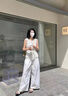 雪茜曼高街拼接休閑褲女2025春夏季新款百搭寬松跳舞直筒垂感戶外工裝褲 曬單實拍圖