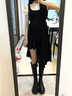 夢(mèng)琪嵐2025年新款女裝學(xué)院風(fēng)長(cháng)裙辣妹套裝小黑裙不規則背帶連衣裙子夏季 背帶裙【單件】 M 90-105斤 曬單實(shí)拍圖