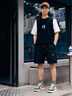 鵲笙工裝短褲男潮牌ins寬松五分褲多口袋休閑運動中褲韓版夏季沙灘褲 D03黑色【單件裝】 2XL【建議135-150斤】 曬單實拍圖