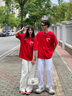 MDlila愛心紅色情侶裝t恤2025新款夏季潮流短袖男女本命年衣服班服定制 紅色（男女同款） L 單件 （建議100-120斤） 曬單實拍圖