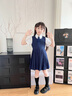 衣諾坊女童連衣裙校服套裝演出服學(xué)生 連衣裙套裝：藏青 120 曬單實拍圖