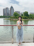 衣典零一（LEDIALYI）網(wǎng)紗拼接吊帶連衣裙女夏季2025新款無(wú)袖背心裙小個(gè)子披肩兩件套裝 藍(lán)色吊帶裙 S （建議105以內(nèi)） 曬單實(shí)拍圖
