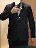 阿悠胖西服套裝男商務(wù)正裝新伴郎結(jié)婚西裝職業(yè)通勤兩件套禮服 黑色 3XL 曬單實(shí)拍圖