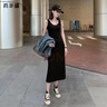 月半晴（YUEBANQING）黑色吊帶連衣裙女2025春夏新款背心裙女裝長裙內(nèi)搭開叉顯瘦小黑裙 黑色[開叉款] L _105-115 曬單實(shí)拍圖