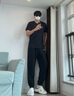 安踏（ANTA）運(yùn)動(dòng)套裝男速干t恤短袖衛(wèi)褲衣服褲子服飾籃球男士秋季跑步休閑服 基礎(chǔ)黑/基礎(chǔ)黑 XL 曬單實(shí)拍圖