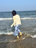 小野七天藍(lán)色蝴蝶碎花吊帶連衣裙女夏日多巴胺絕美穿搭海邊度假沙灘長裙子 藍(lán)色 M 曬單實拍圖