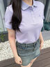 NAOTIEA納奧蒂爾小帆船短袖T恤上衣女2025夏季新款休閑寬松顯瘦POLO襯衫 香芋紫 L （建議100-110斤） 曬單實拍圖