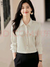 她享長(cháng)袖襯衫女緞面通勤襯衣職場(chǎng)穿搭設計感百搭上衣小衫 T143C2026 曬單實(shí)拍圖