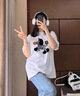 一寸相思白色純棉短袖寬松t恤女2025夏季新款半袖設(shè)計(jì)感小馬印花上衣體恤 白色-可愛(ài)斑馬 L (100-110斤） 曬單實(shí)拍圖