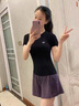 361°夏季瑜伽服女套裝速干衣跑步訓練運動(dòng)服短袖短褲t恤衣服女裝高彈 黑色三件套 XL 曬單實(shí)拍圖