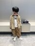 木木屋童裝男童春裝套裝酷帥氣兒童春秋季衣服2025新款襯衫外套男孩三件 咖啡色三件套 110 建議4~5歲【100-110】 曬單實拍圖