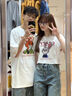 MDlila尼克朱迪情侶裝夏季短袖t恤套裝2025新款一男一女學(xué)生寬松半袖 男灰綠+女灰綠《2件價》 XL 男+女M 曬單實拍圖