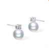 周六福白18K金鉆石珍珠耳釘耳飾生日禮物女X0913403 約7.5mm 一對(duì) 曬單實(shí)拍圖
