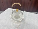 瓷牌茗茶具花茶茶具加厚耐熱玻璃茶壺加熱陶瓷溫茶爐蠟燭底座茶壺溫茶器 提梁壺(嘴濾款)+蠟燭臺(tái)+2杯 710ml 曬單實(shí)拍圖