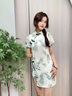 瑞秋兒新中式連衣裙女夏季新款女裝印花流蘇短褲改良旗袍國風(fēng)套裝裙子 綠色 S 曬單實(shí)拍圖