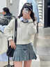 DXOT韓系休閑淺色高腰牛仔半身裙女2025年新款春夏顯瘦a字百褶短裙子 淺藍色 M 99-115斤選 曬單實(shí)拍圖