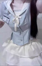 婍妡學(xué)院風(fēng)jk制服套裝裙女日系海軍襯衫女主播服裝甜美減齡水手服套裝 套裝 海軍領(lǐng)上衣+杏色短裙+領(lǐng)結(jié) S 建議90斤以內(nèi) 曬單實(shí)拍圖